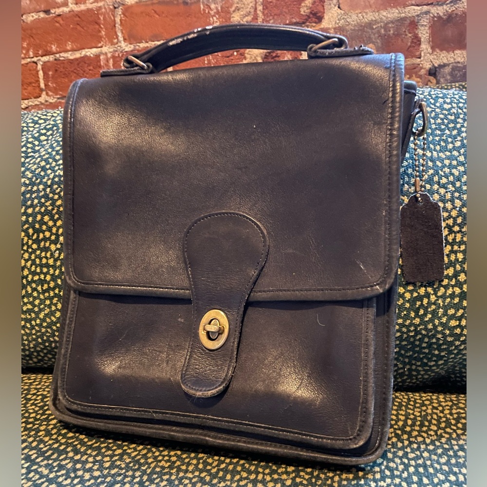 Coach Glovetanned Cowhide Leather Vintage Station Willis Satchel Bag Black - Picture 2 of 9